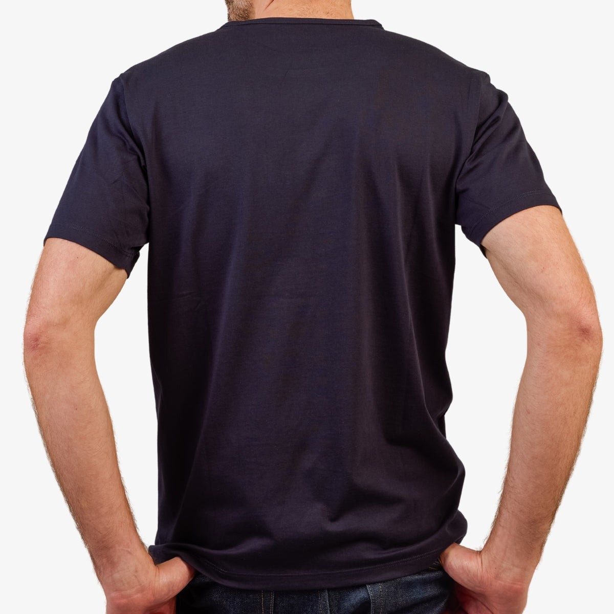 Men's Dark Navy Pima Cotton T-Shirt Short Sleeve Back View