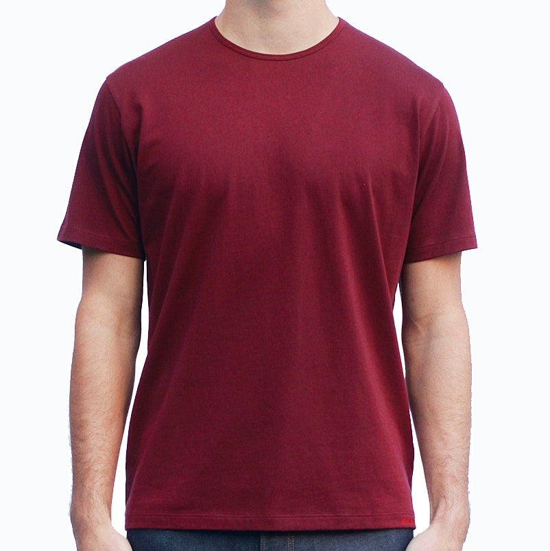 DARK RED Short Sleeve Classic Crew T-Shirt 100% Pima