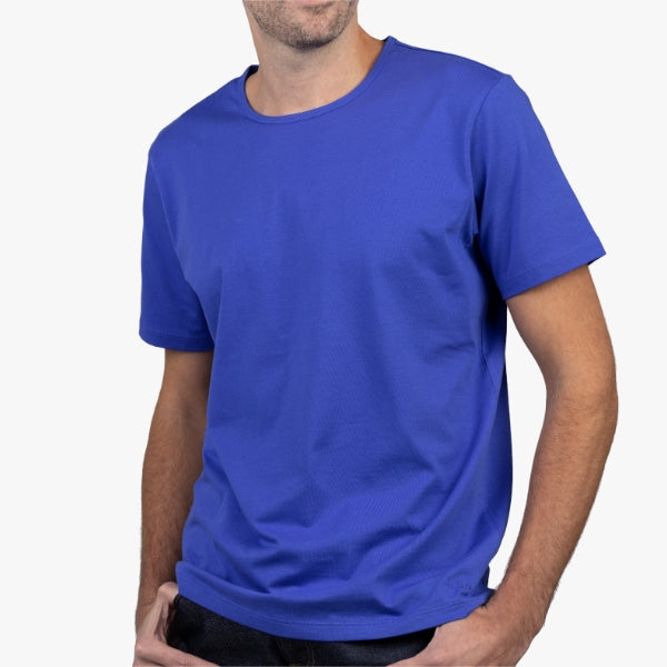 Men's Blue T-Shirt Short Sleeve 3/4 Front View