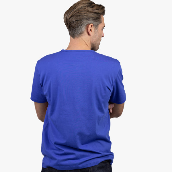 Men's Blue T-Shirt Short Sleeve Back View