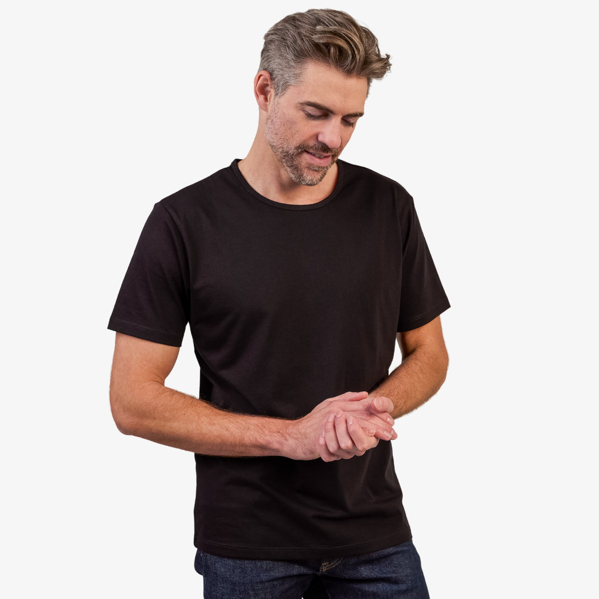 Men's Black Pima Cotton T-Shirt Short Sleeve
