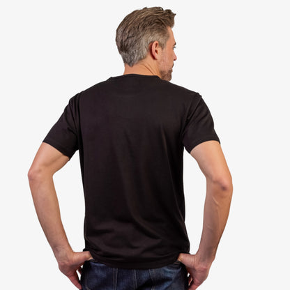 Men's Black Pima Cotton T-Shirt Short Sleeve Back View