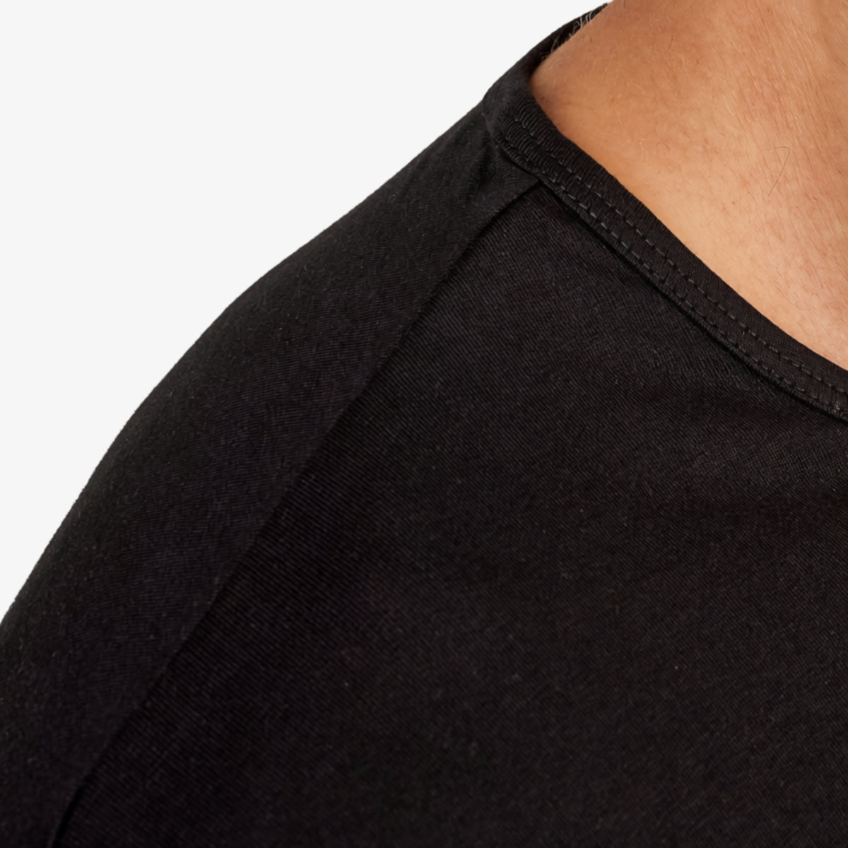 Men's Black Pima Cotton T-Shirt Short Sleeve Shoulder Seam