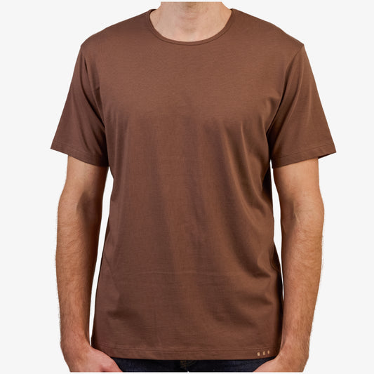 Men' s Brown Pima Cotton T-Shirt Short Sleeve 