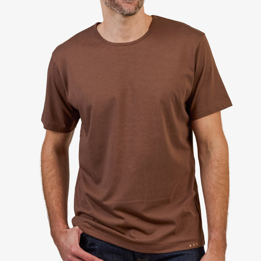 Men' s Brown Pima Cotton T-Shirt Short Sleeve