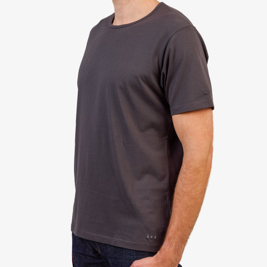 Men's Dark Gray Pima Cotton T-Shirt Short Sleeve 3/4 Front View