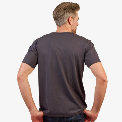Men's Dark Gray Pima Cotton T-Shirt Short Sleeve Back View