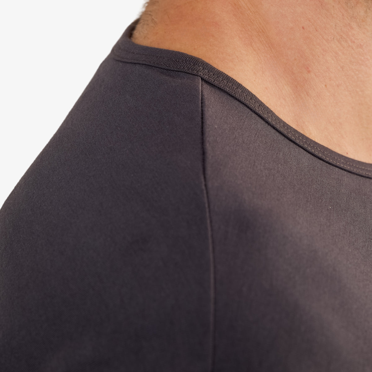 Men's Dark Gray Pima Cotton T-Shirt Short Sleeve Shoulder Seam