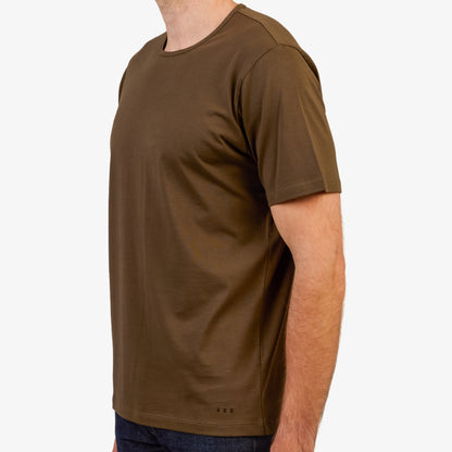 Men' s Dark Green Pima Cotton T-Shirt Short Sleeve  3/4 Front View