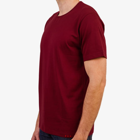 Men' s Dark Red Pima Cotton T-Shirt Short Sleeve 3/4 Front View