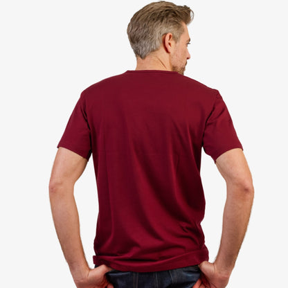 Men' s Dark Red Pima Cotton T-Shirt Short Sleeve  Back View
