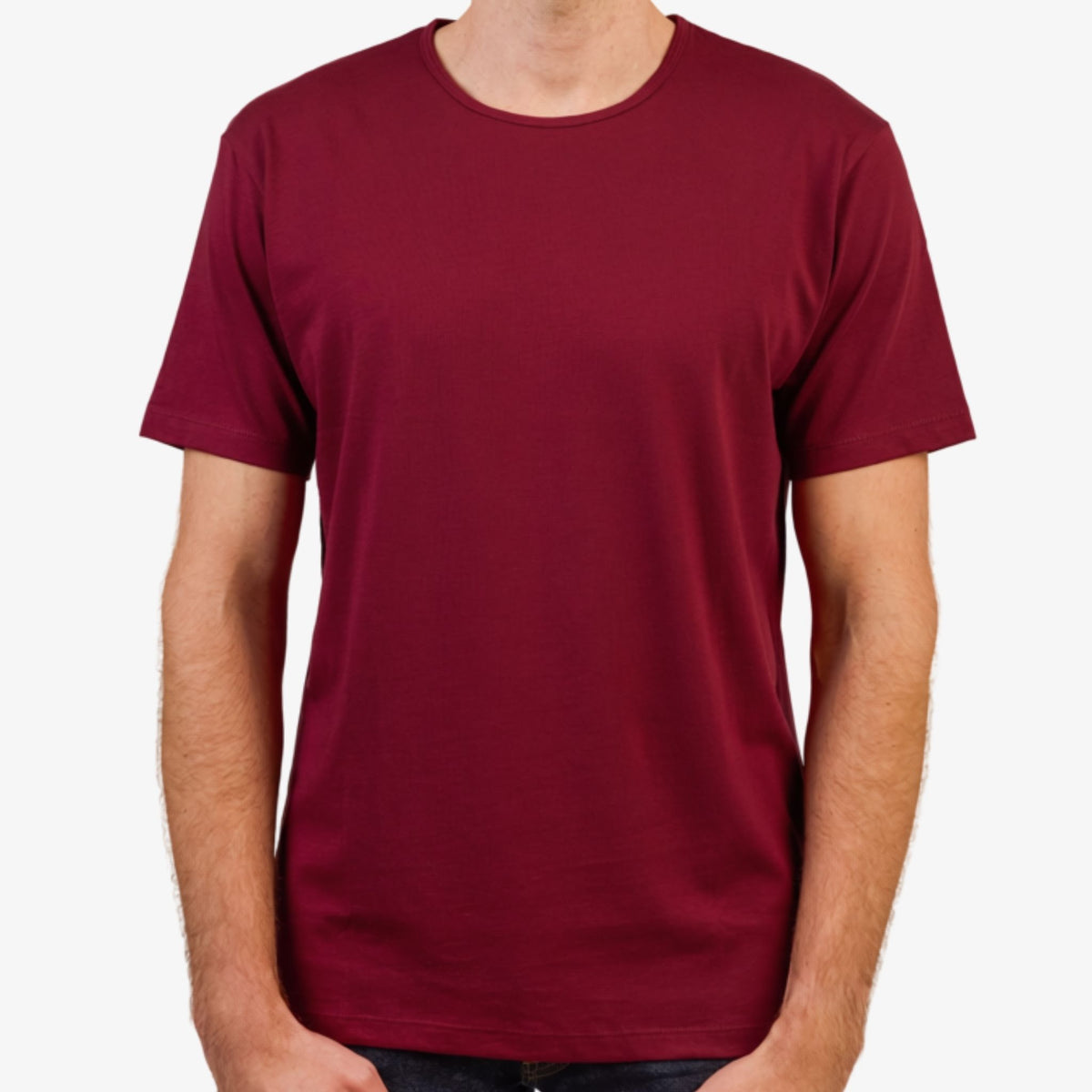 Men' s Dark Red Pima Cotton T-Shirt Short Sleeve 