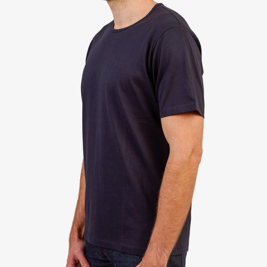 Men's Dark Navy Pima Cotton T-Shirt Short Sleeve 3/4 Front View