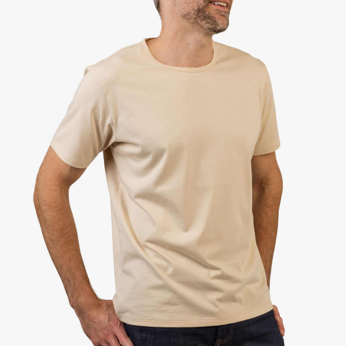 BEIGE | Short Sleeve Classic Crew T-Shirt 100% Pima
