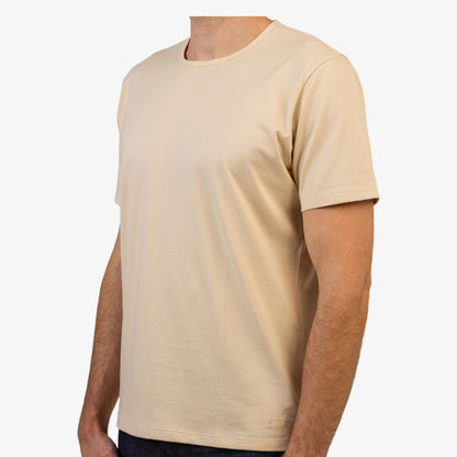 BEIGE | Short Sleeve Classic Crew T-Shirt 100% Pima