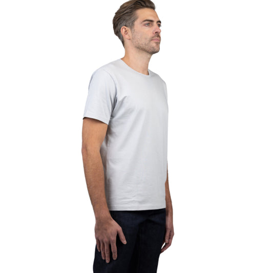 Men's Light Gray T-shirt Short Sleeve 3/4 Forward Looking View