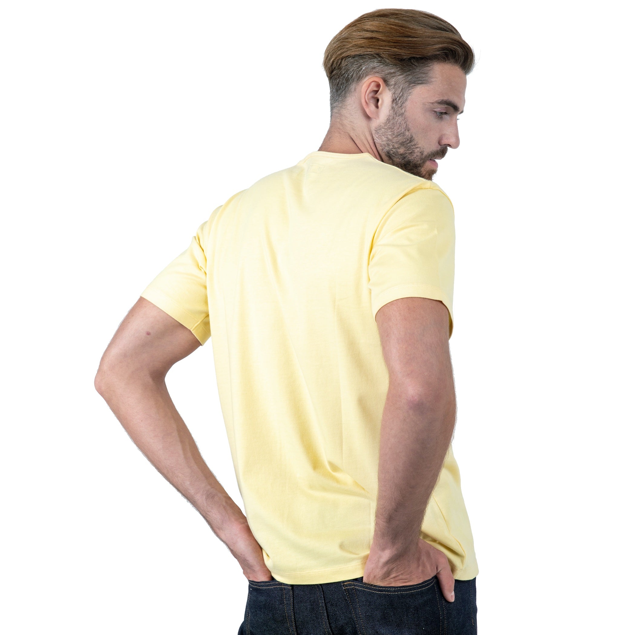 LIGHT YELLOW Short Sleeve Classic Crew T Shirt 100 Pima