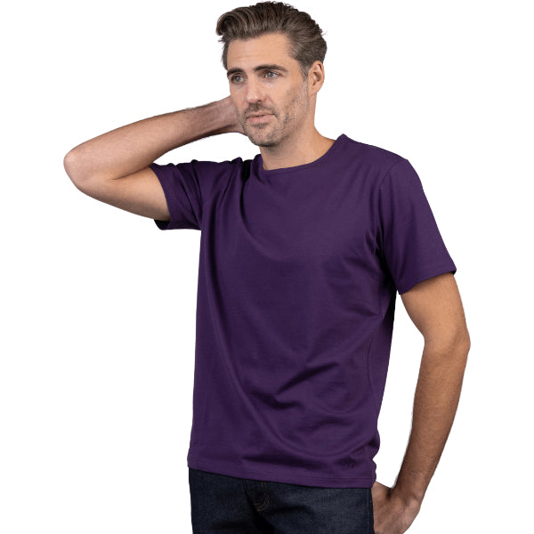 Men's Purple T-shirt Short Sleeve Forward Looking View