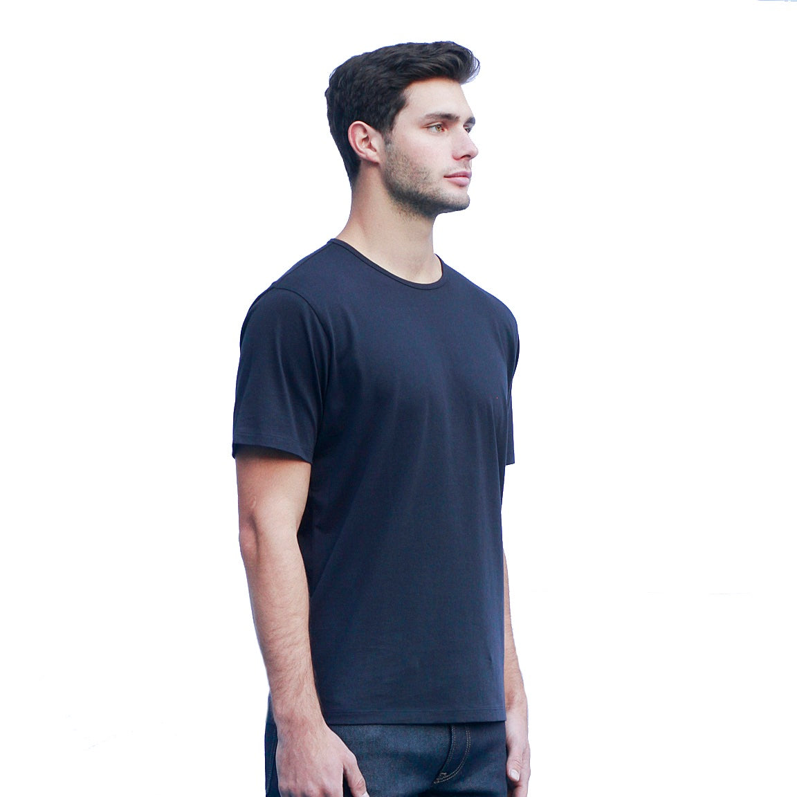 Men's Dark Navy T-shirts Short Sleeve Side View