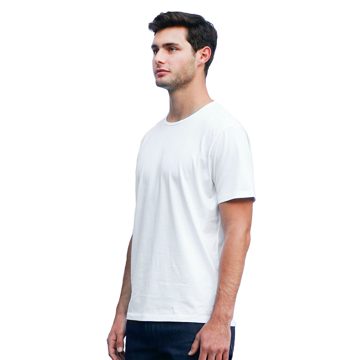 Men's White T-shirts Short Sleeve Side View